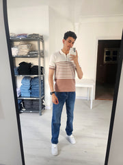 Slim fit tricot beige