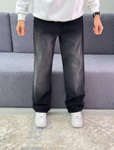 Black grey wide leg jeans