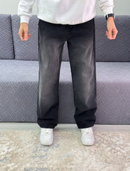 Black grey wide leg jeans (32)