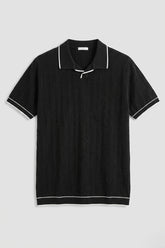 Slim tricot polo white collar