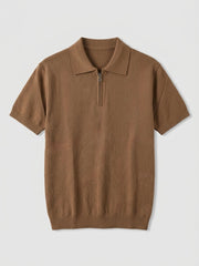New slim fit tricot polo zipper collar