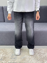 Black grey wide leg jeans