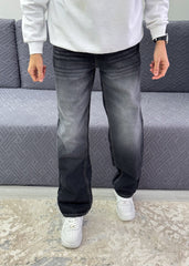 Black grey wide leg jeans