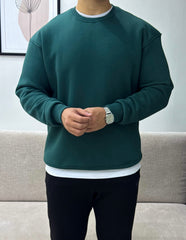 Green round relaxed fit sweatshirt