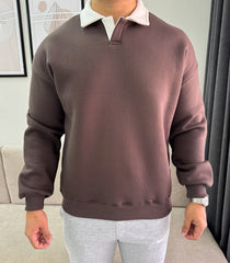 Coffee relaxed polo sweatshirt
