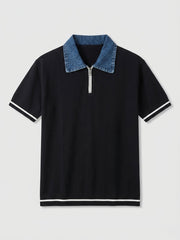 Slim tricot polo jeans collar