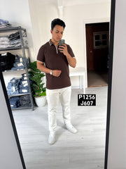 Slim fit tricot brown