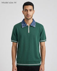 Slim tricot polo jeans collar