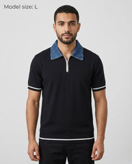 Slim tricot polo jeans collar