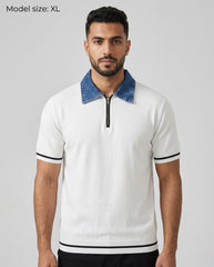 Slim tricot polo jeans collar