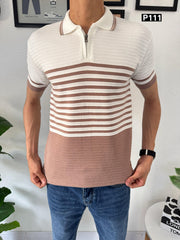 Slim fit tricot beige