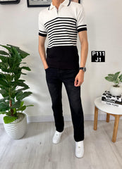 Slim fit tricot black