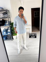 Striped long sleeve babyblue (Xl)