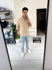 Striped long sleeve beige