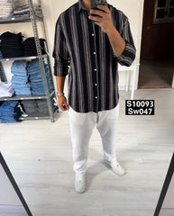 Striped long sleeve black