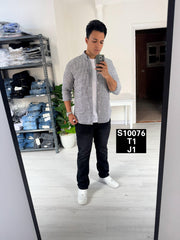 Striped long sleeve shirt grey