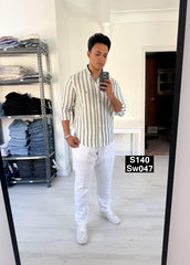 Striped long sleeve shirt green