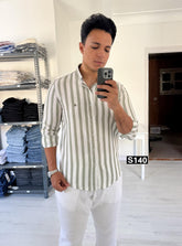 Striped long sleeve shirt green