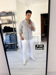 Striped long sleeve shirt blue