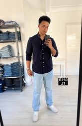 Striped long sleeve navy