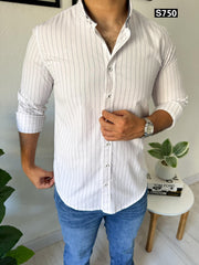 Striped long sleeve white