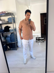 Long sleeve linen coffee