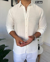 Long sleeve linen white