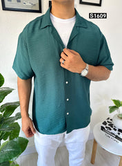 Italian short sleeve linen petrol