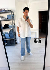 Italian short sleeve linen white