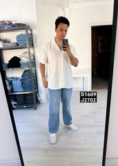 Italian short sleeve linen white