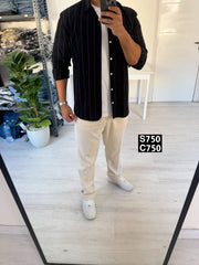 Striped long sleeve black