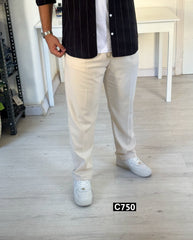 Wide leg classic pants beige