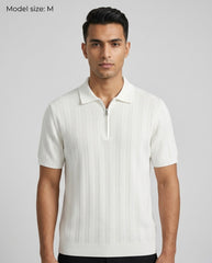 Slim fit polo tricot zipper collar