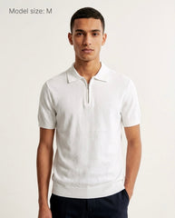 New slim fit tricot polo zipper collar