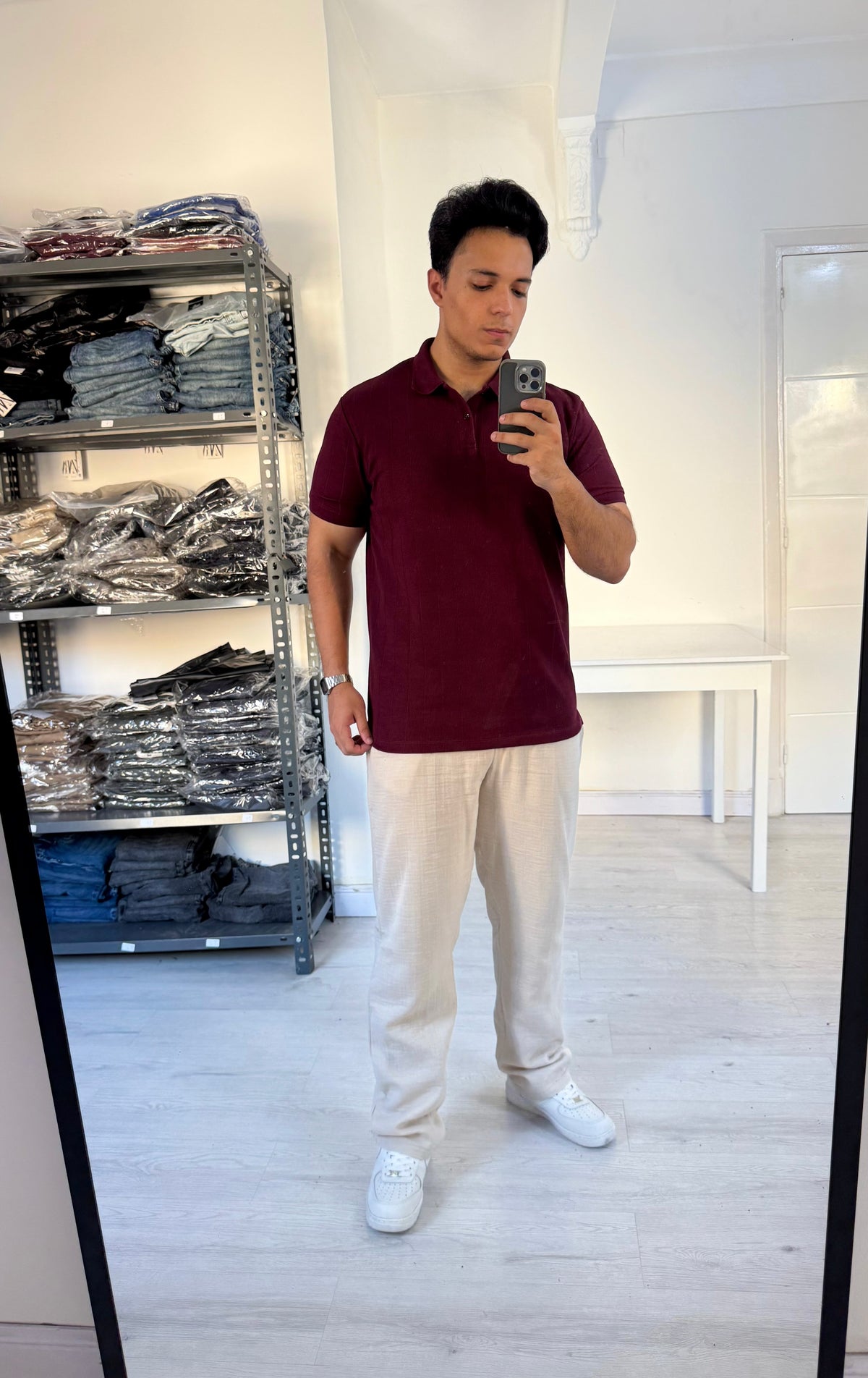 Burgundy slim fit polo