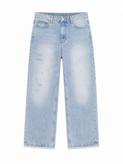 Mid blue wide leg jeans