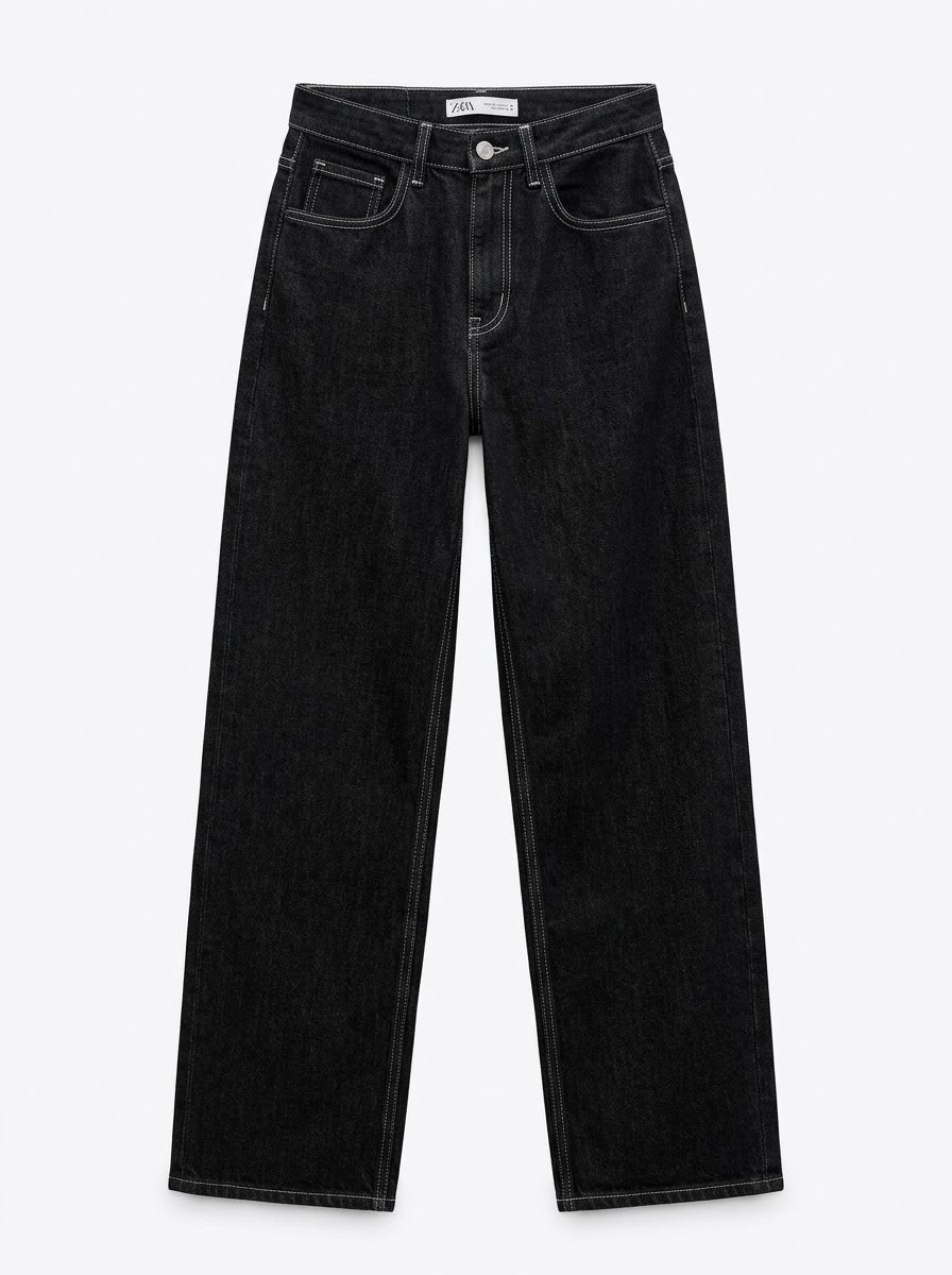 Wide leg black denim