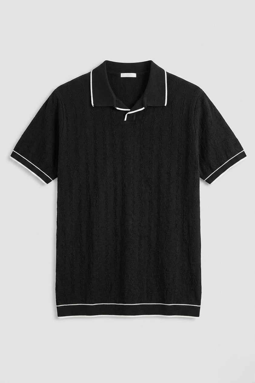 Slim tricot polo white collar