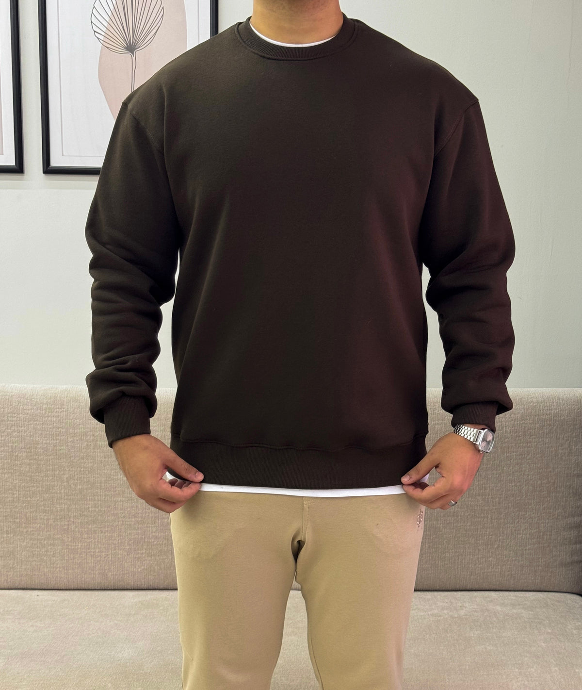 Brown round relaxed fit sweatshirt