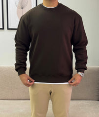 Brown round relaxed fit sweatshirt