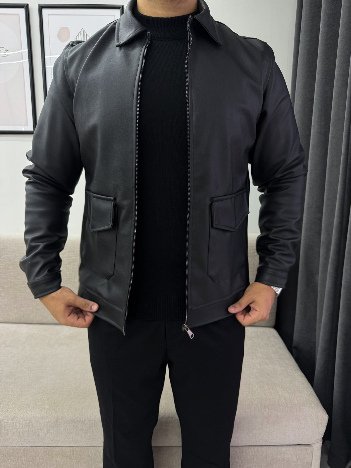 Black leather jacket