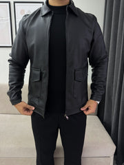Black leather jacket