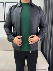 Green half collar pullover