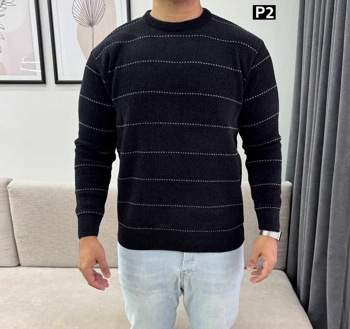 Black tricot pullover