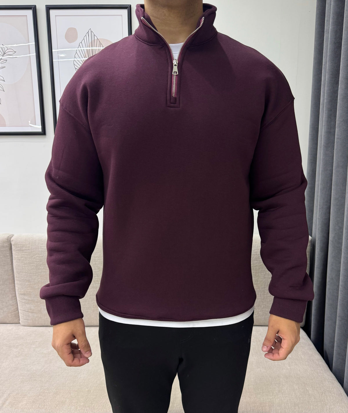 Burgundy oversize quarter