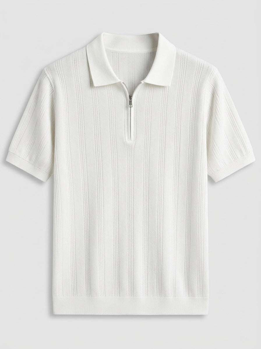 Slim fit polo tricot zipper collar