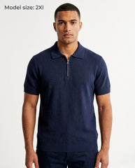 New slim fit tricot polo zipper collar