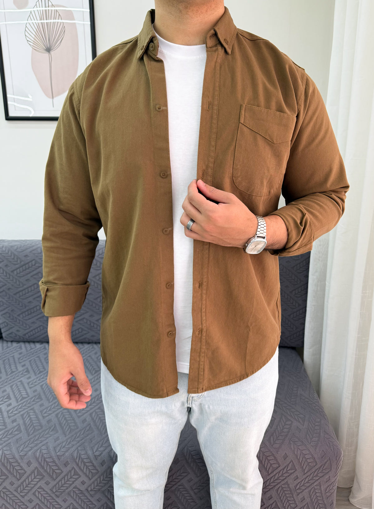 Gabardine heavy shirt jacket