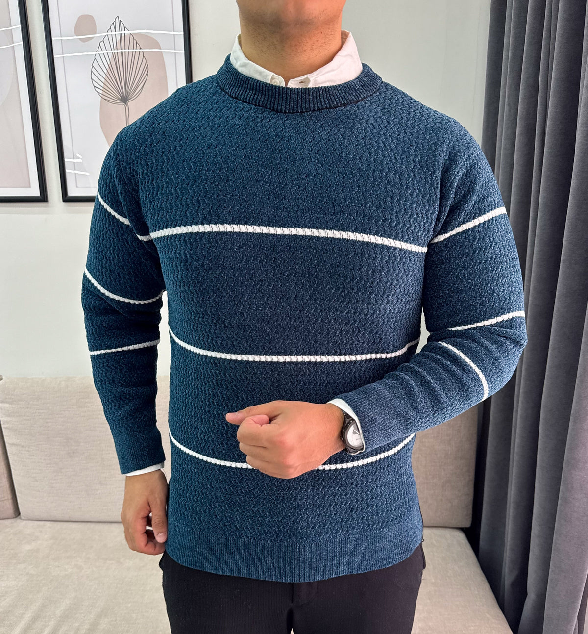 Petrol tricot pullover