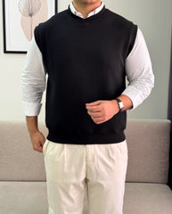 Black relaxed fit vest